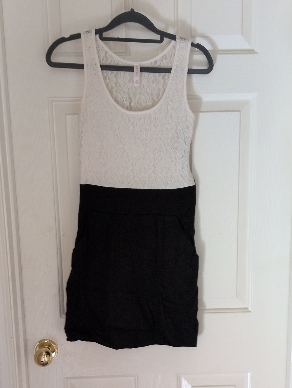 Xhilaration White Lace Top Black Skirt Mini Dress W/ Pockets